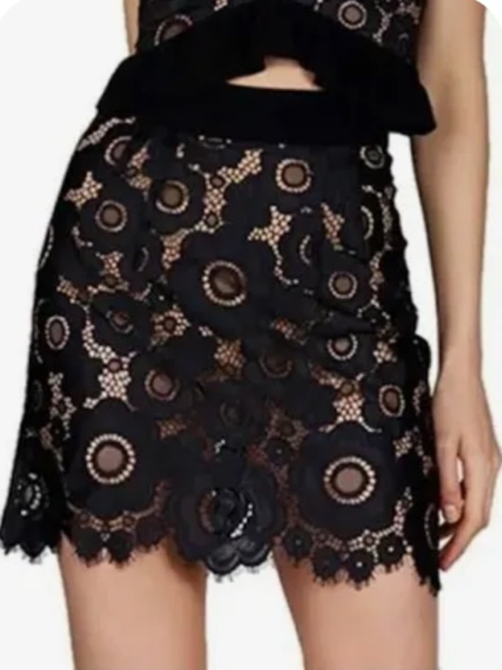 For Love & Lemons Black Floral Skirt